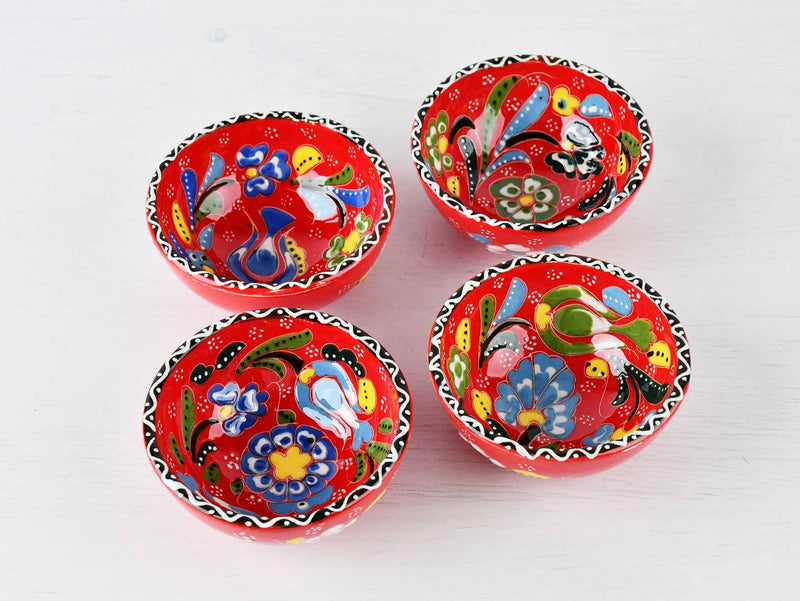 5 cm Turkish Bowl Flower Collection Set of 4 Ceramic Sydney Grand Bazaar Red 