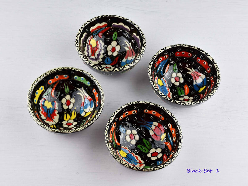 5 cm Turkish Bowl Flower Collection Set of 4 Ceramic Sydney Grand Bazaar Black 1 