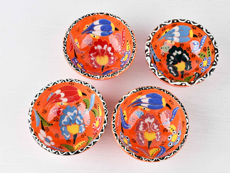 5 cm Turkish Bowl Flower Collection Set of 4 Ceramic Sydney Grand Bazaar Orange 