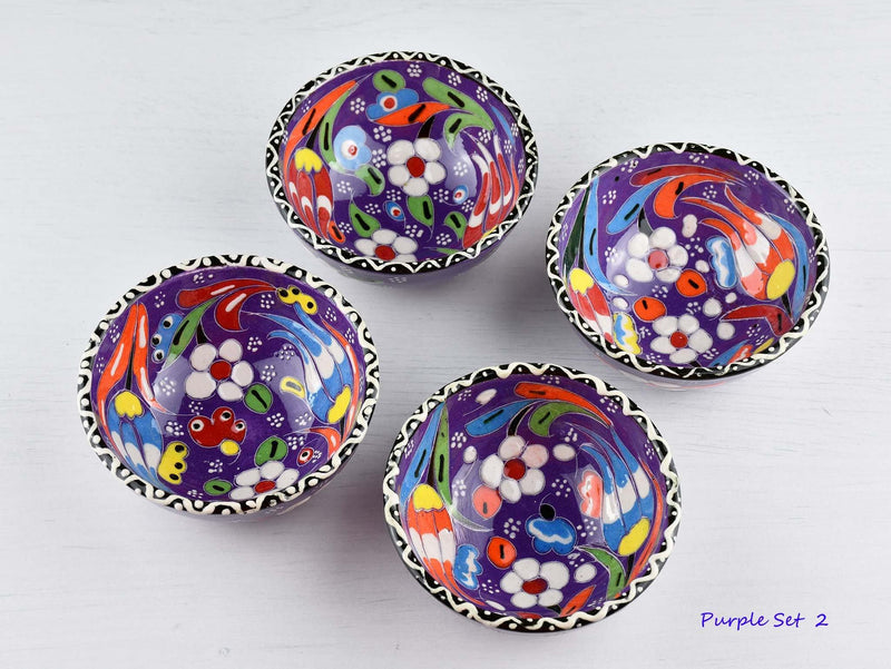 5 cm Turkish Bowl Flower Collection Set of 4 Ceramic Sydney Grand Bazaar Purple 2 