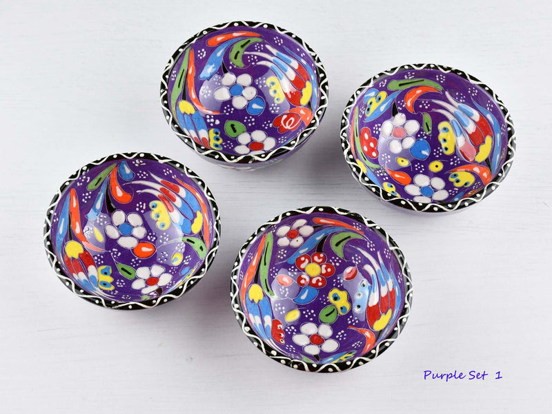 5 cm Turkish Bowl Flower Collection Set of 4 Ceramic Sydney Grand Bazaar Purple 1 