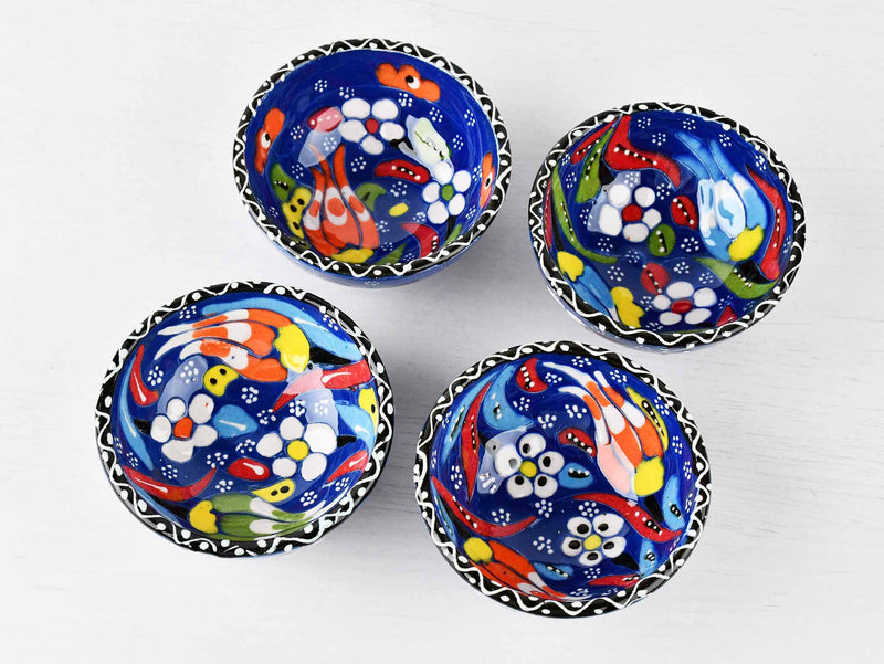 5 cm Turkish Bowl Flower Collection Set of 4 Ceramic Sydney Grand Bazaar Blue 