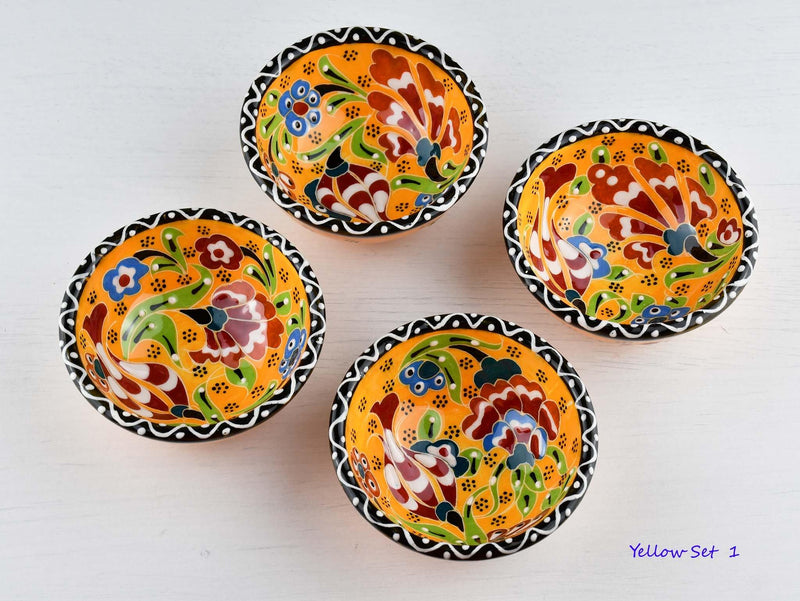 5 cm Turkish Bowl Flower Collection Set of 4 Ceramic Sydney Grand Bazaar Yellow 1 