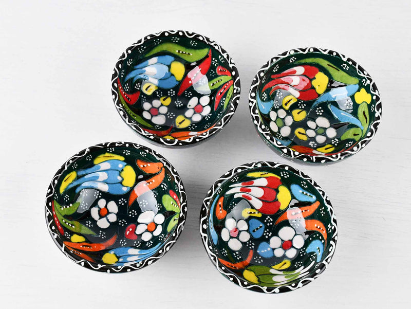 5 cm Turkish Bowl Flower Collection Set of 4 Ceramic Sydney Grand Bazaar Dark green 