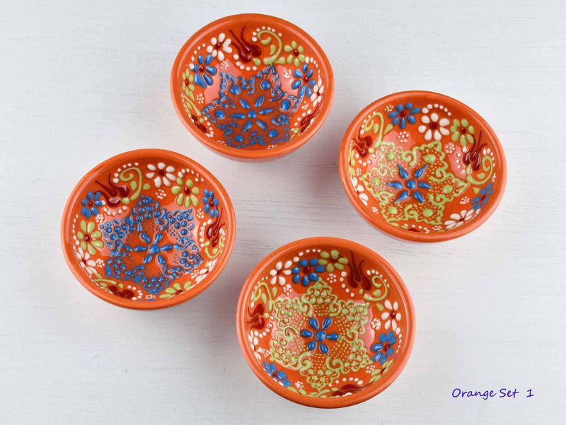 5 cm Turkish Bowls Dantel Collection Set of 4 Ceramic Sydney Grand Bazaar Orange 1 