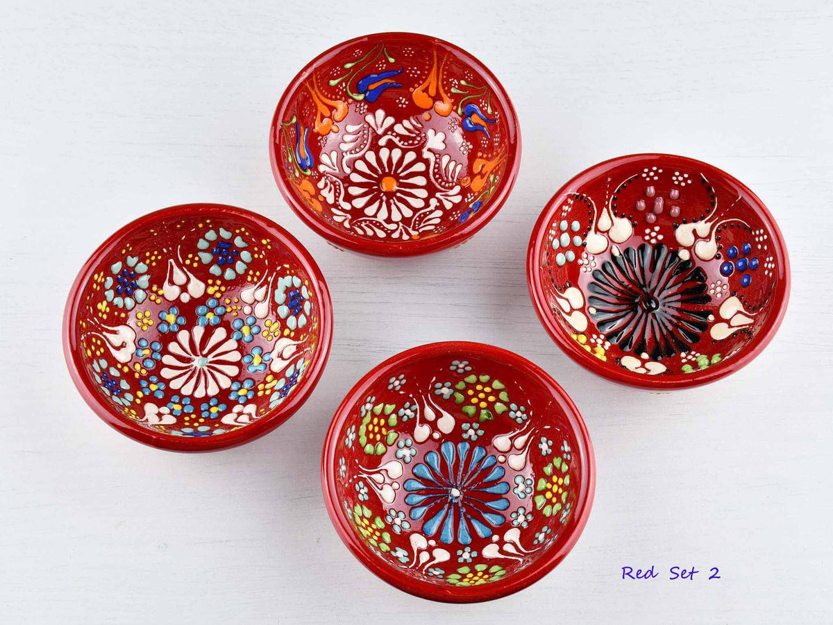5 cm Turkish Bowls Dantel Collection Set of 4 Ceramic Sydney Grand Bazaar Red 2 