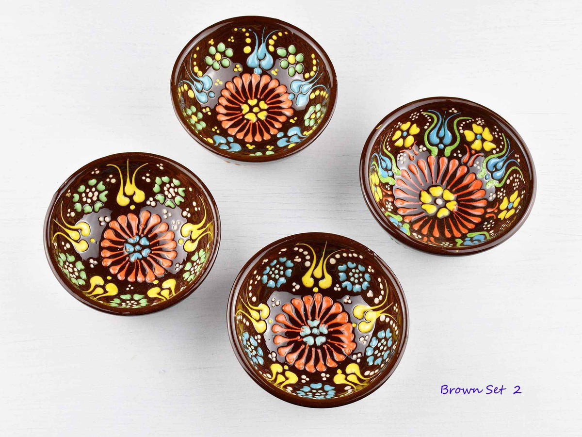 5 cm Turkish Bowls Dantel Collection Set of 4 Ceramic Sydney Grand Bazaar Brown 2 