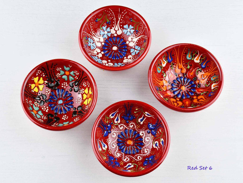 5 cm Turkish Bowls Dantel Collection Set of 4 Ceramic Sydney Grand Bazaar Red 6 