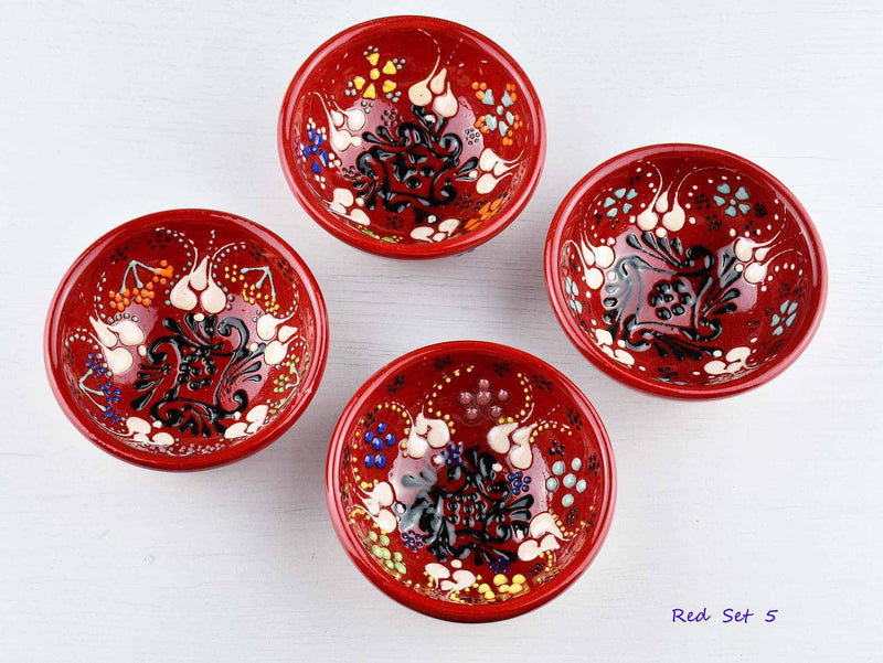 5 cm Turkish Bowls Dantel Collection Set of 4 Ceramic Sydney Grand Bazaar Red 5 