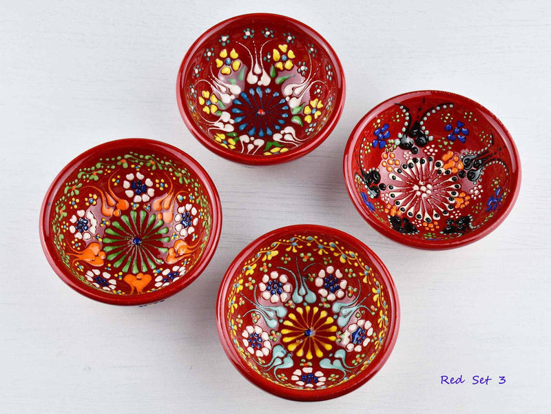 5 cm Turkish Bowls Dantel Collection Set of 4 Ceramic Sydney Grand Bazaar Red 3 