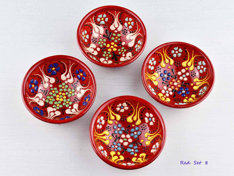 5 cm Turkish Bowls Dantel Collection Set of 4 Ceramic Sydney Grand Bazaar Red 8 