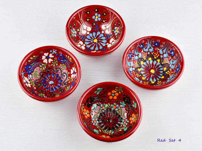5 cm Turkish Bowls Dantel Collection Set of 4 Ceramic Sydney Grand Bazaar Red 4 