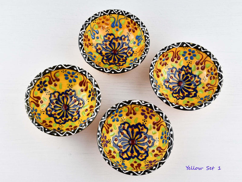 5 cm Turkish Bowls Dantel Nimet Set of 4 Ceramic Sydney Grand Bazaar Yellow 1 