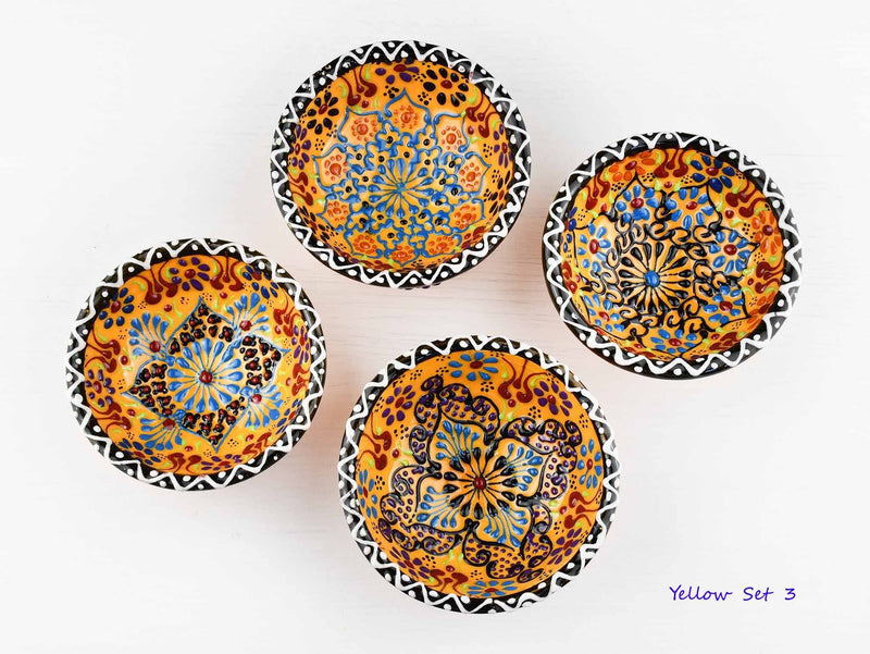 5 cm Turkish Bowls Dantel Nimet Set of 4 Ceramic Sydney Grand Bazaar Yellow 3 