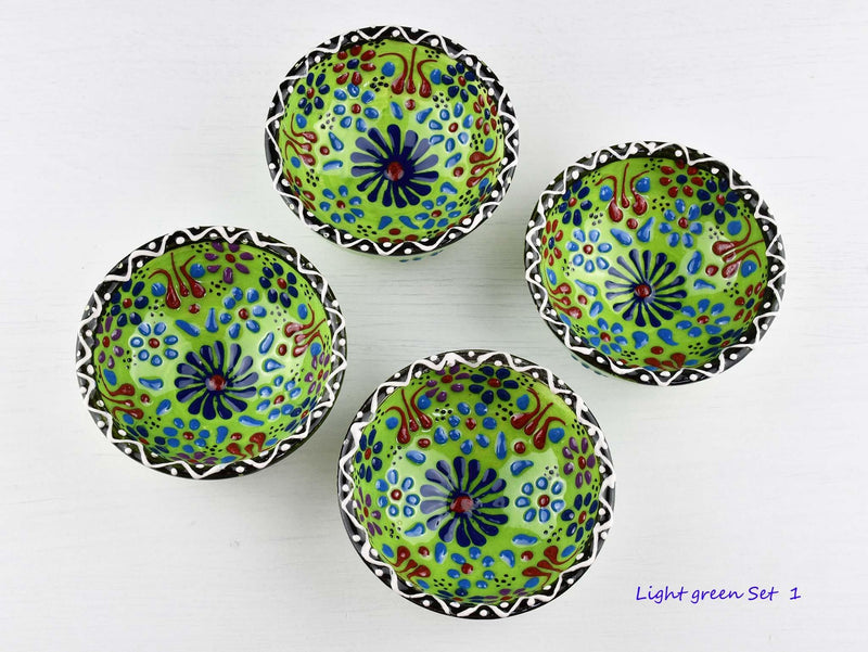 5 cm Turkish Bowls Dantel Nimet Set of 4 Ceramic Sydney Grand Bazaar Light green 1 