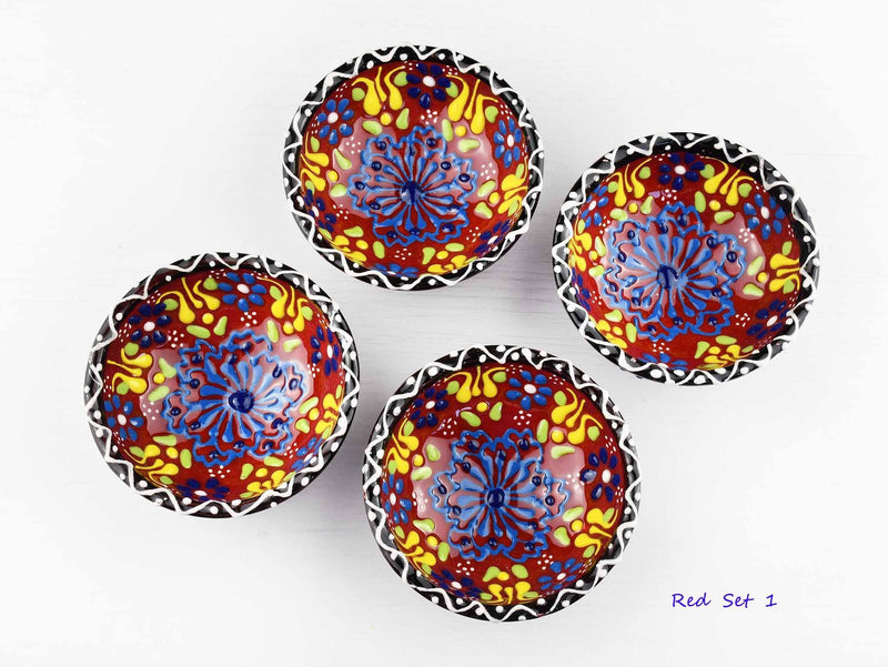 5 cm Turkish Bowls Dantel Nimet Set of 4 Ceramic Sydney Grand Bazaar Red 1 