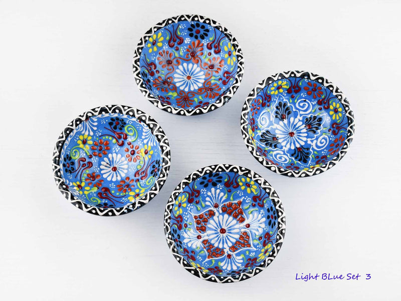5 cm Turkish Bowls Dantel Nimet Set of 4 Ceramic Sydney Grand Bazaar Light blue 3 