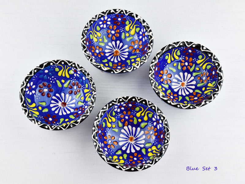 5 cm Turkish Bowls Dantel Nimet Set of 4 Ceramic Sydney Grand Bazaar Blue 3 