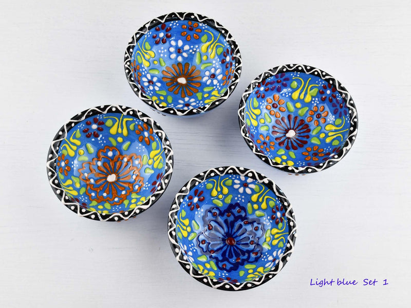 5 cm Turkish Bowls Dantel Nimet Set of 4 Ceramic Sydney Grand Bazaar Light blue 1 