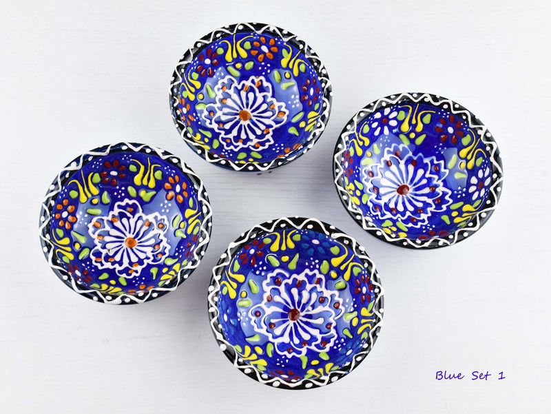 5 cm Turkish Bowls Dantel Nimet Set of 4 Ceramic Sydney Grand Bazaar Blue 1 