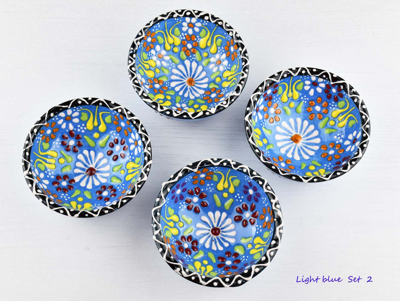 5 cm Turkish Bowls Dantel Nimet Set of 4 Ceramic Sydney Grand Bazaar Light blue 2 
