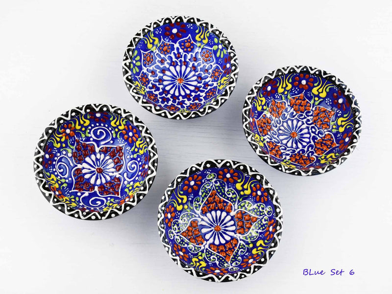5 cm Turkish Bowls Dantel Nimet Set of 4 Ceramic Sydney Grand Bazaar Blue 6 