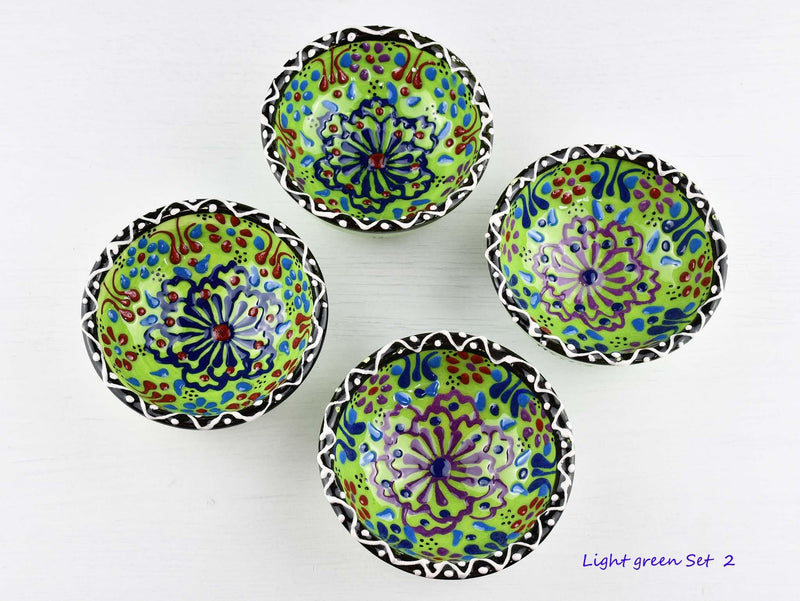 5 cm Turkish Bowls Dantel Nimet Set of 4 Ceramic Sydney Grand Bazaar Light green 2 