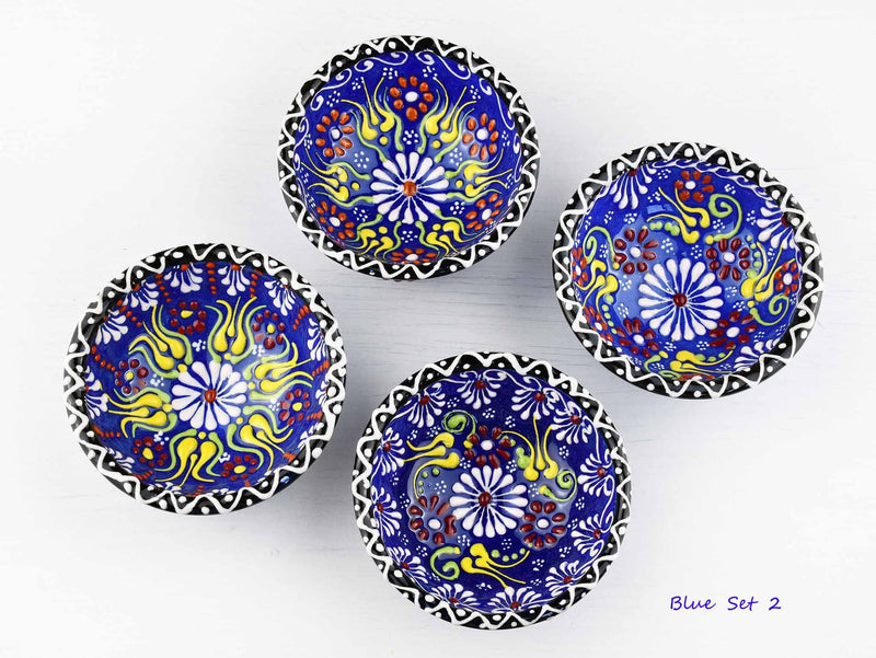 5 cm Turkish Bowls Dantel Nimet Set of 4 Ceramic Sydney Grand Bazaar Blue 2 
