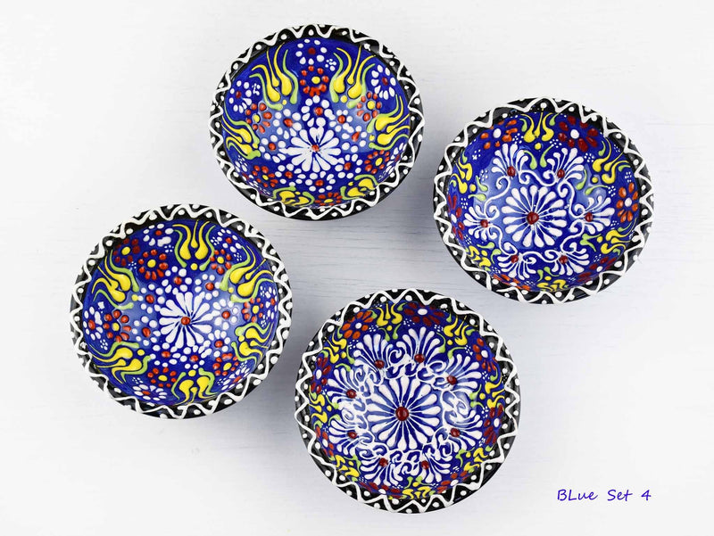 5 cm Turkish Bowls Dantel Nimet Set of 4 Ceramic Sydney Grand Bazaar Blue 4 