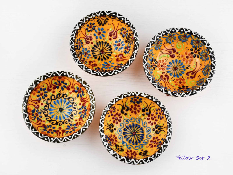 5 cm Turkish Bowls Dantel Nimet Set of 4 Ceramic Sydney Grand Bazaar Yellow 2 