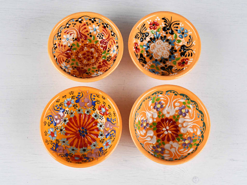5 cm Turkish Bowls Dantel Set of 4 Ceramic Sydney Grand Bazaar Yellow 
