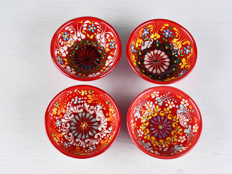 5 cm Turkish Bowls Dantel Set of 4 Ceramic Sydney Grand Bazaar Red 