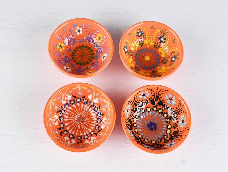 5 cm Turkish Bowls Dantel Set of 4 Ceramic Sydney Grand Bazaar Orange 