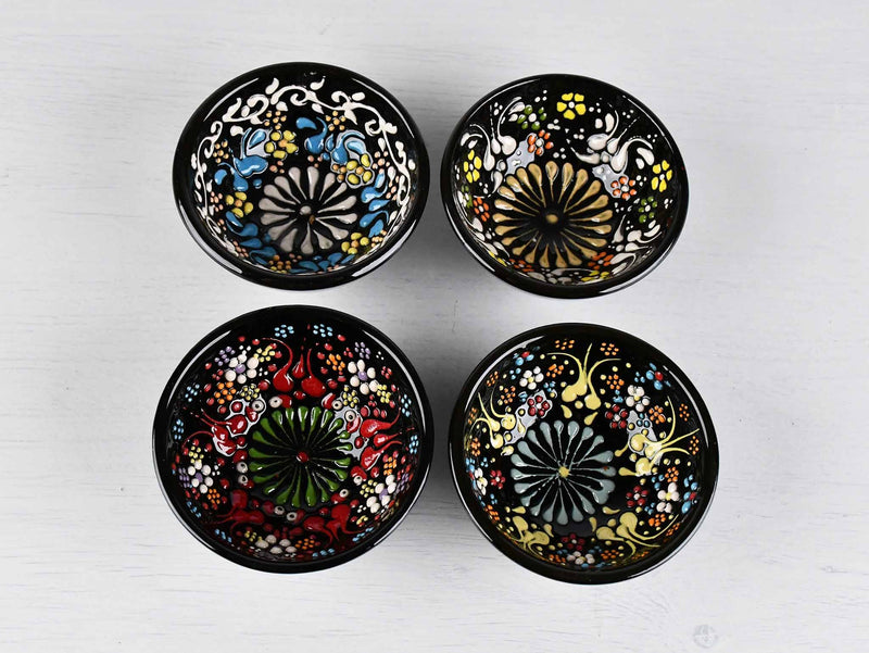 5 cm Turkish Bowls Dantel Set of 4 Ceramic Sydney Grand Bazaar Black 
