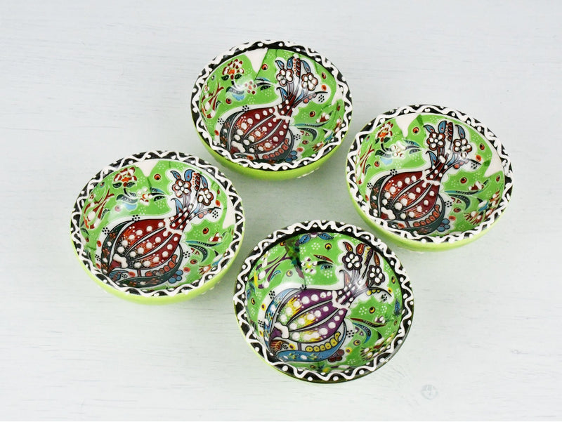 5 cm Turkish Bowls Ottoman Flower Set of 4 Ceramic Sydney Grand Bazaar Light Green 1 