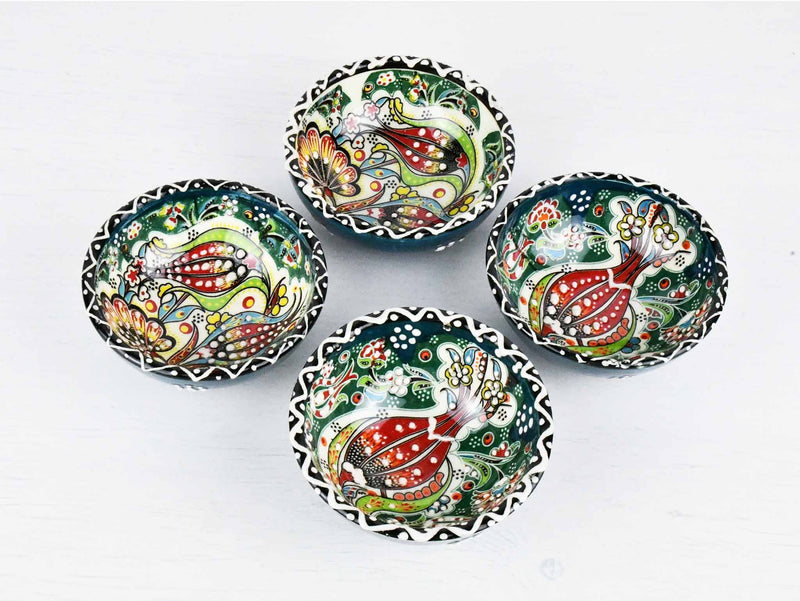 5 cm Turkish Bowls Ottoman Flower Set of 4 Ceramic Sydney Grand Bazaar Green 2 