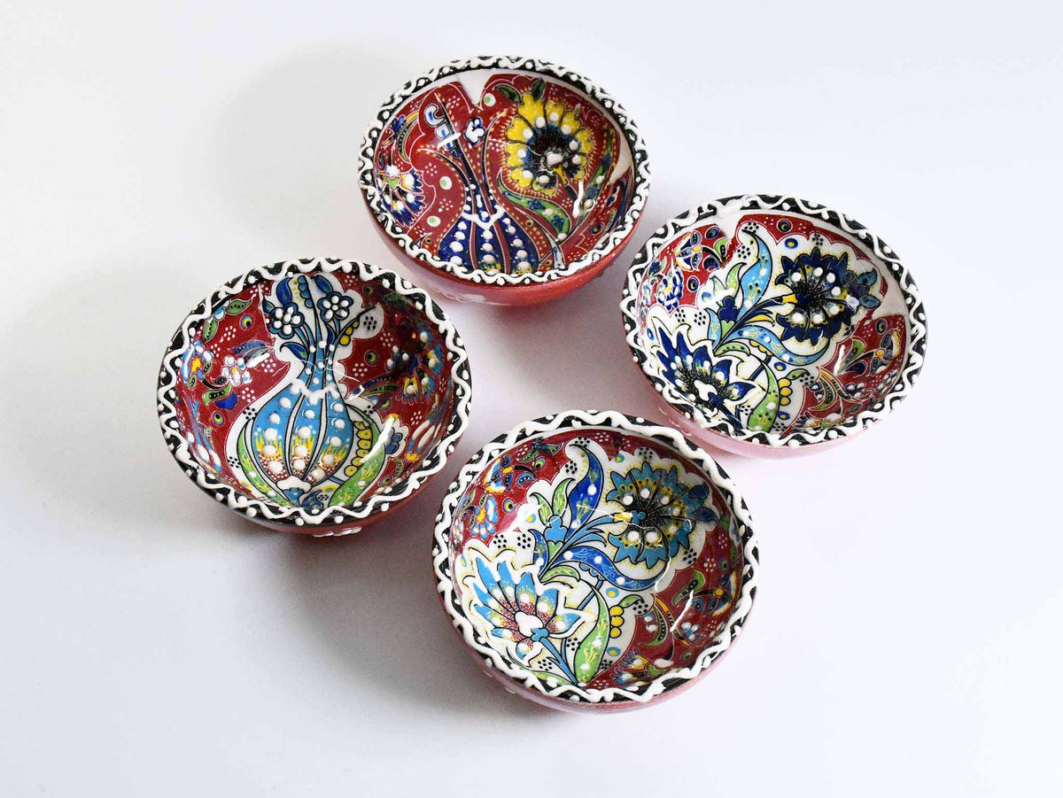 5 cm Turkish Bowls Ottoman Flower Set of 4 Ceramic Sydney Grand Bazaar Red 7 