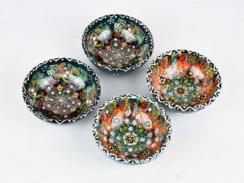 5 cm Turkish Bowls Ottoman Flower Set of 4 Ceramic Sydney Grand Bazaar Green 4 