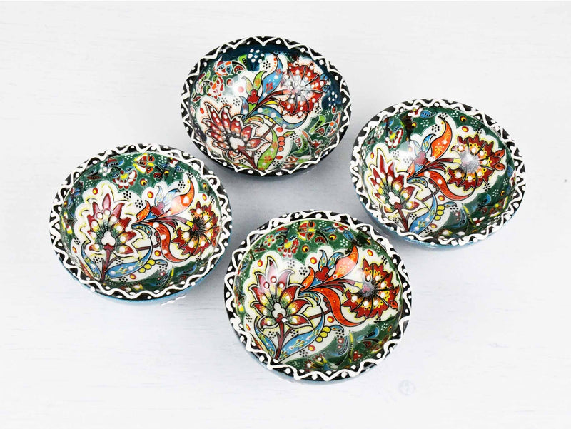 5 cm Turkish Bowls Ottoman Flower Set of 4 Ceramic Sydney Grand Bazaar Green 7 