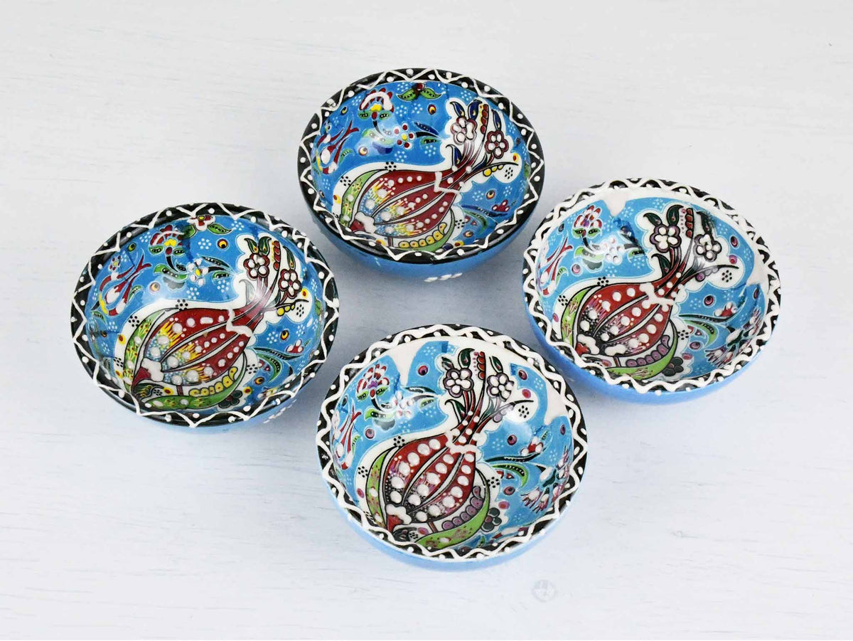 5 cm Turkish Bowls Ottoman Flower Set of 4 Ceramic Sydney Grand Bazaar Light Blue 3 