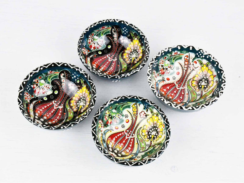 5 cm Turkish Bowls Ottoman Flower Set of 4 Ceramic Sydney Grand Bazaar Green 6 