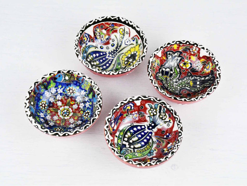 5 cm Turkish Bowls Ottoman Flower Set of 4 Ceramic Sydney Grand Bazaar Red 5 