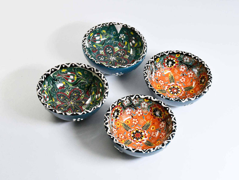5 cm Turkish Bowls Ottoman Flower Set of 4 Ceramic Sydney Grand Bazaar Green 8 