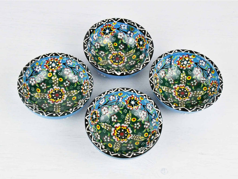 5 cm Turkish Bowls Ottoman Flower Set of 4 Ceramic Sydney Grand Bazaar Light Blue 1 