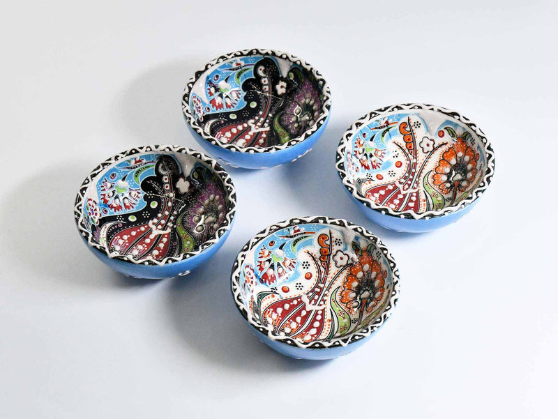 5 cm Turkish Bowls Ottoman Flower Set of 4 Ceramic Sydney Grand Bazaar Light Blue 4 