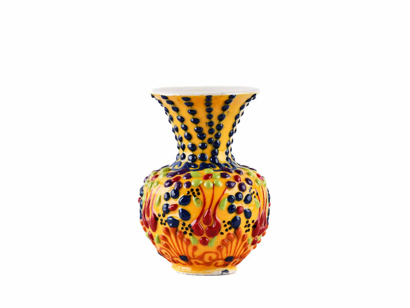 25 cm Turkish Ceramic Vase Dantel Light Blue Yellow