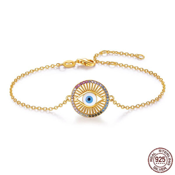 925 Evil Eye Silver Multicoloured Round Bracelet Gold Evil Eye Sydney Grand Bazaar 