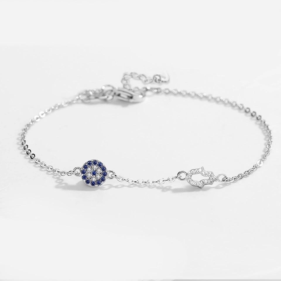 925 Evil Eye Sterling Silver Bracelet with Hamsa Hand Evil Eye Sydney Grand Bazaar 