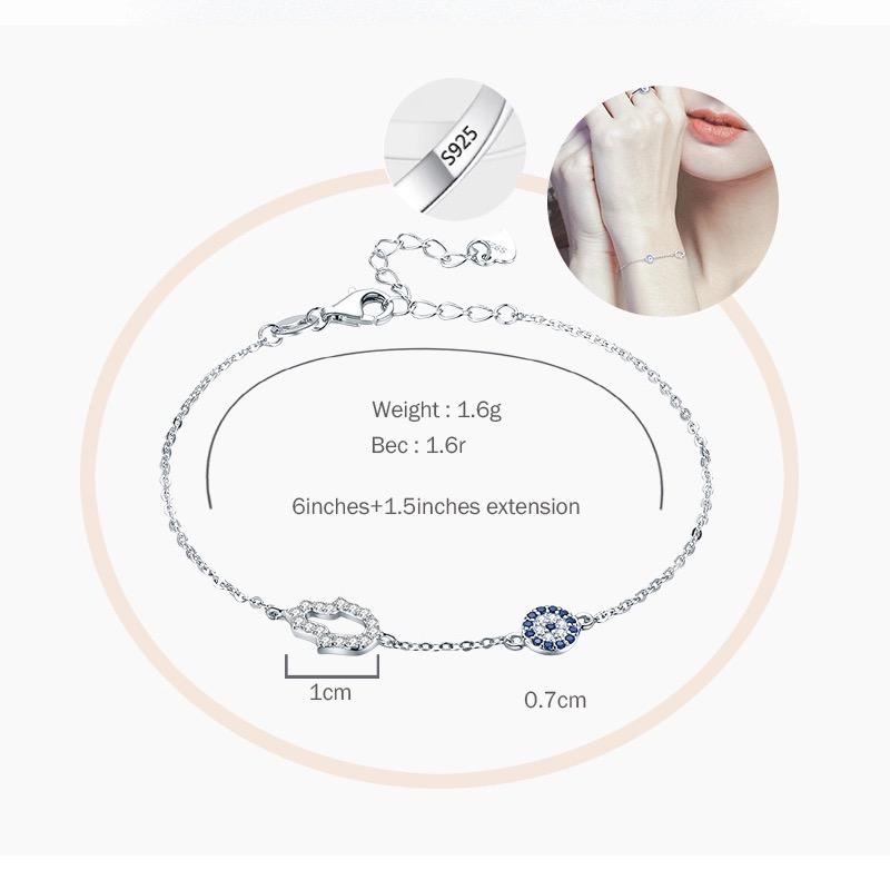 925 Evil Eye Sterling Silver Bracelet with Hamsa Hand Evil Eye Sydney Grand Bazaar 