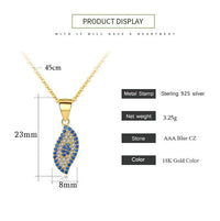 925 Silver Evil Eye Pendant Slim Teardrop Necklace Gold Evil Eye Sydney Grand Bazaar 